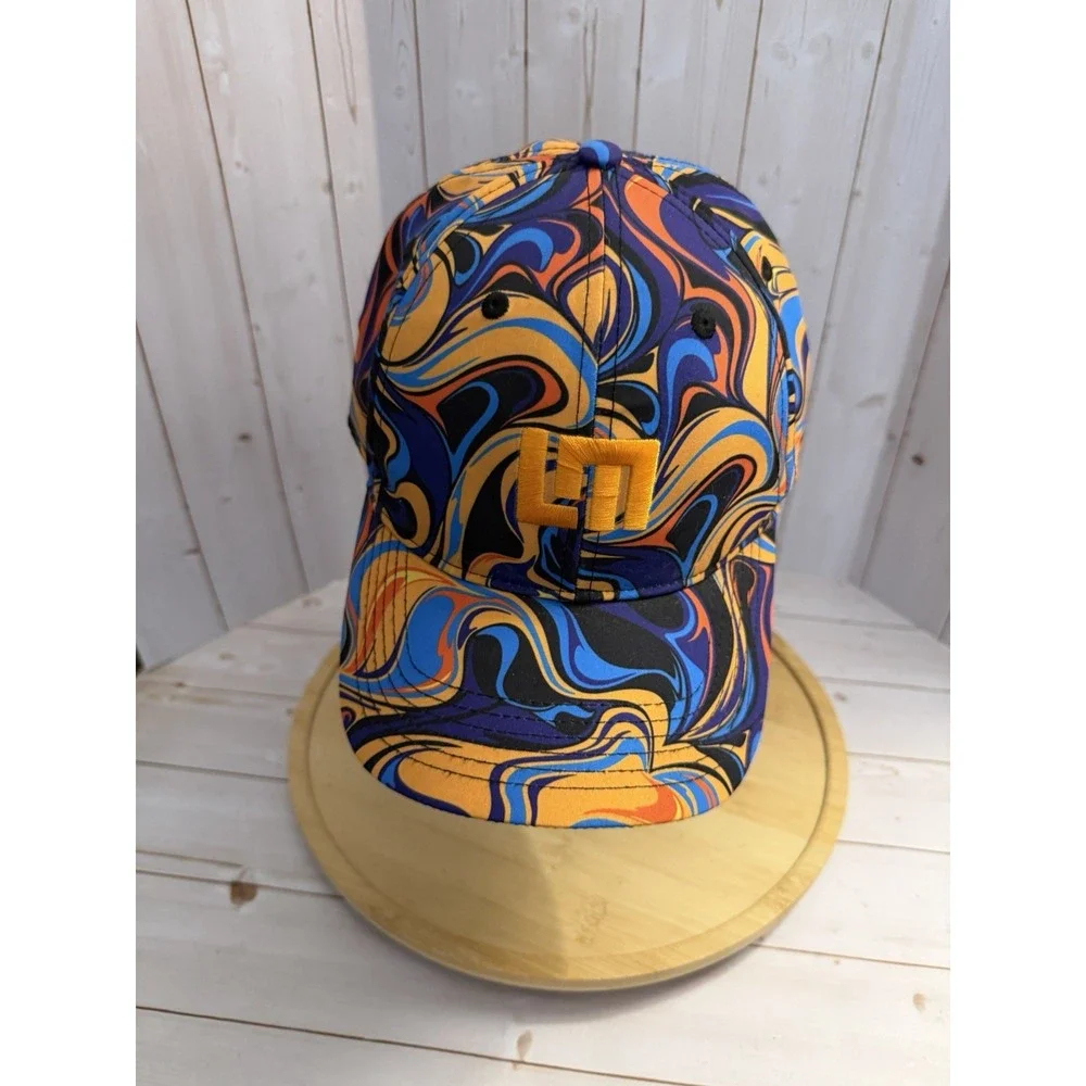 Loudmouth Golf Hat Psychedelic Swirl Orange Blue Purple Retro Adjustable Cap
